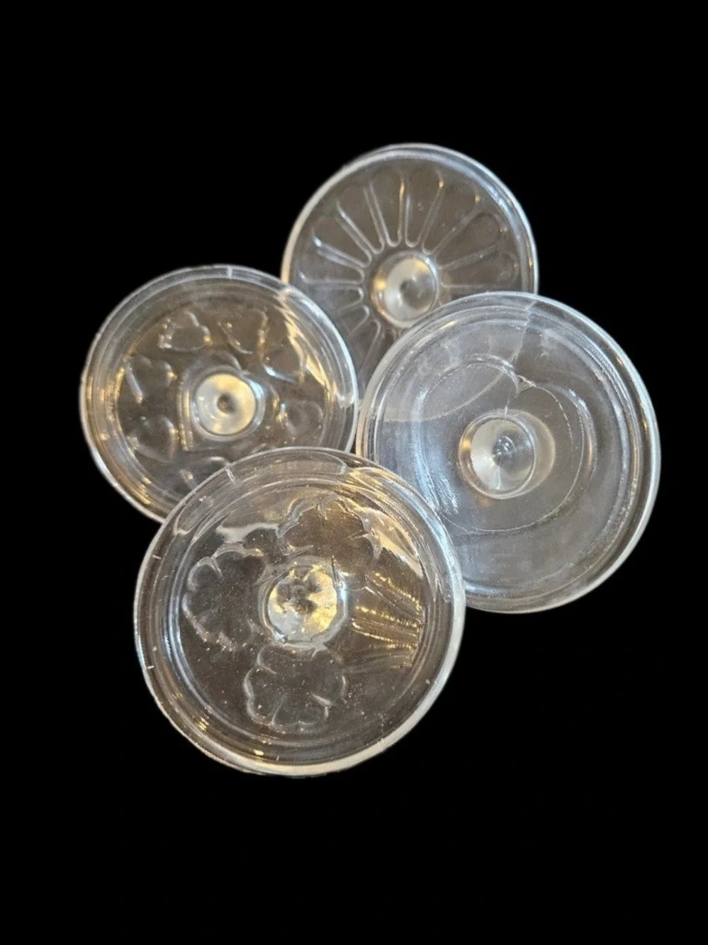Vintage Pressed Glass Cookie Stamps – Set of 4